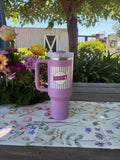 Lilac Stanley with Striped RESET Logo - FLOWSTATE TUMBLER - 40OZ