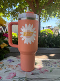 Peach Stanley - featuring the RESET Flower logo             40 oz Stainless Steel H2.0 FlowState Quencher Tumbler