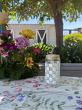 RESET checkered glass    16 oz tumbler with Bamboo Lid