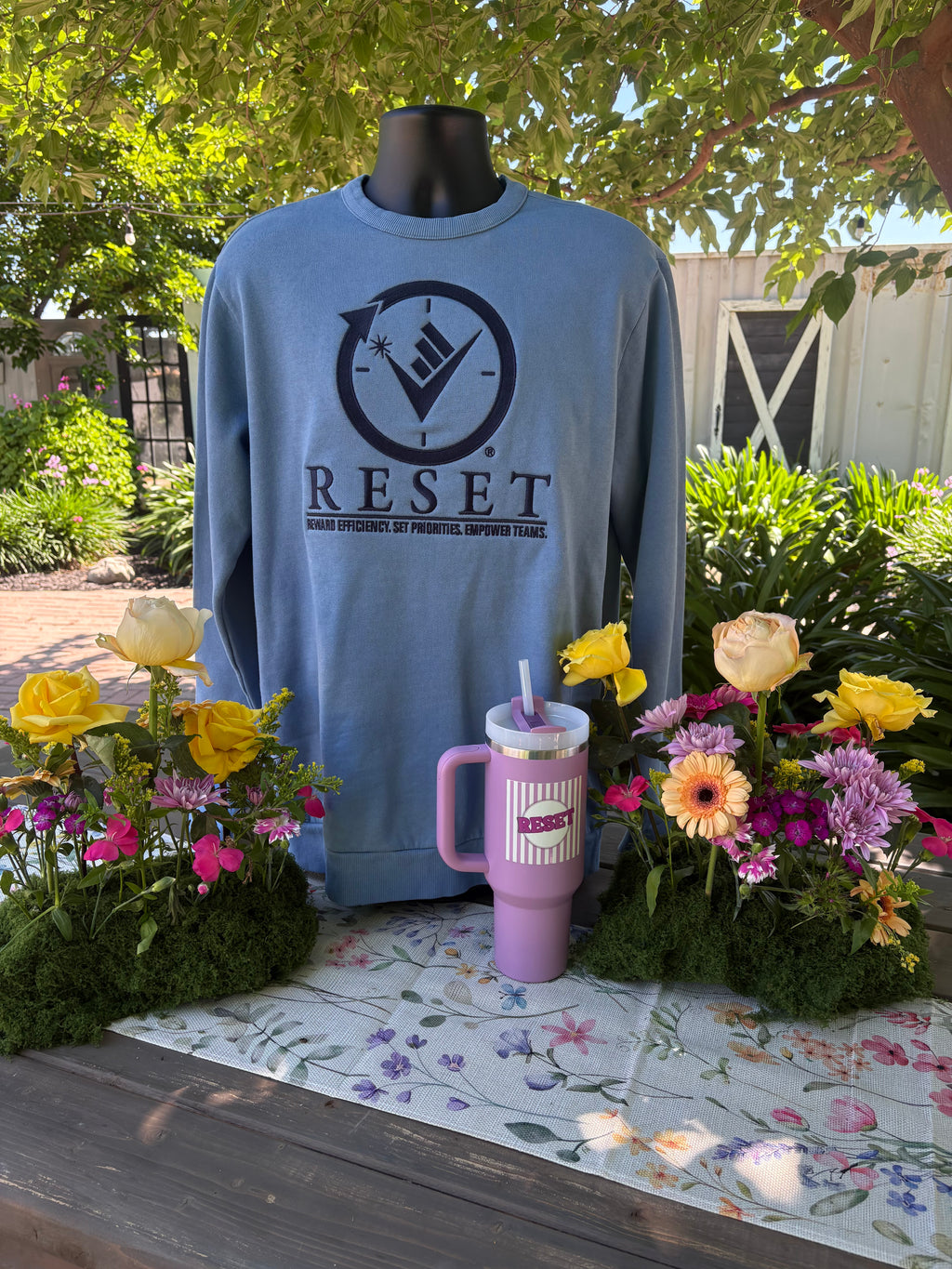 Lilac Stanley with Striped RESET Logo - FLOWSTATE TUMBLER - 40OZ