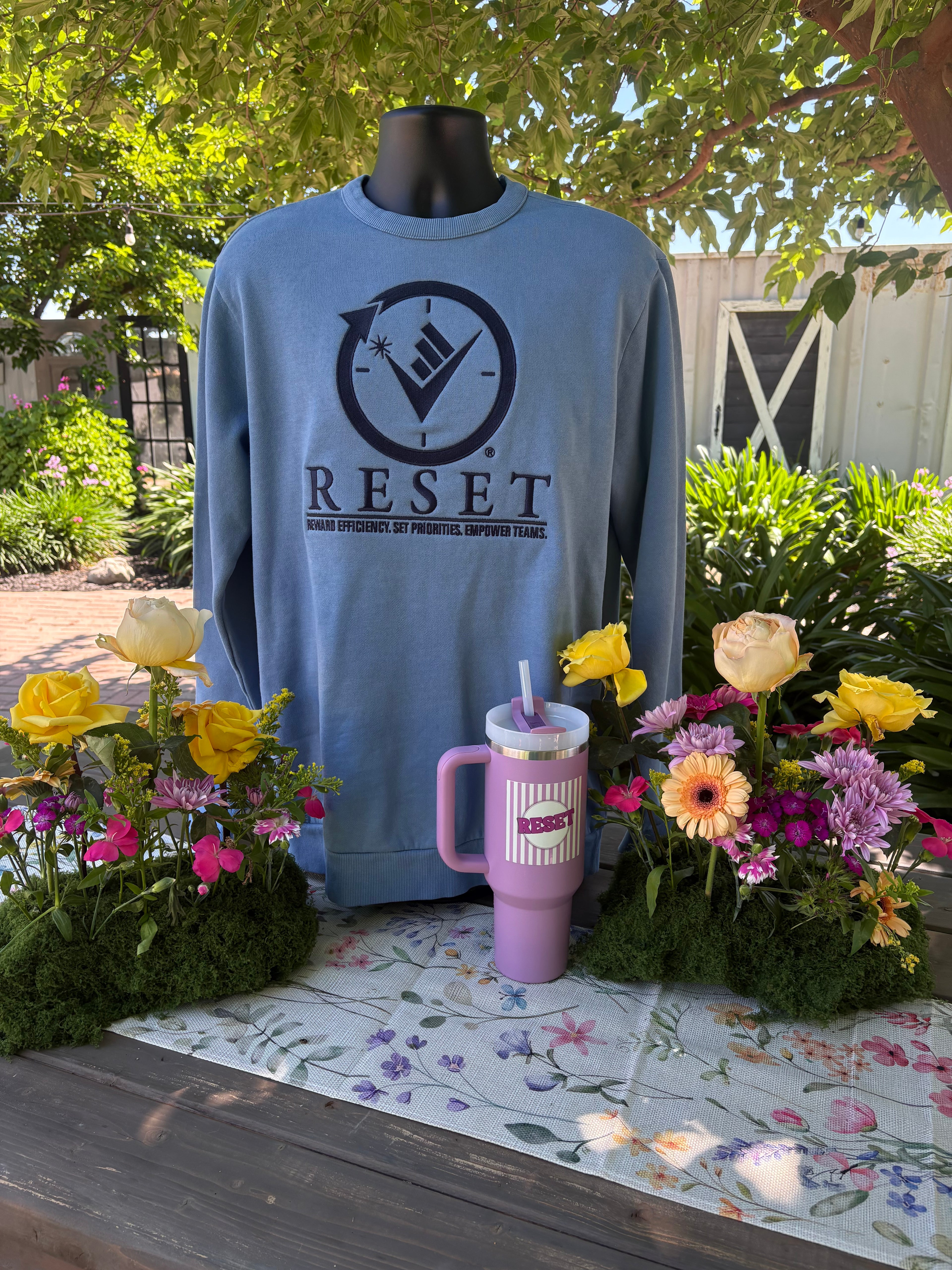 Lilac Stanley with Striped RESET Logo - FLOWSTATE TUMBLER - 40OZ
