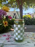 Green RESET checkered glass - 16 oz tumbler with Bamboo Lid